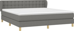 vidaXL Κρεβάτι Boxspring με Στρώμα Σκούρο Γκρι 180x200 εκ Υφασμάτιν