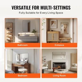 VEVOR Square Wall Mounted Mirror 24" x 36" Mirror with Aluminium Alloy Frame