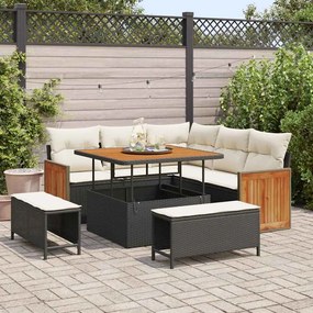 vidaXL Σετ Καναπέ Κήπου 8 pcs Μαύρο και κρεμ 100 x 100 x 71 cm