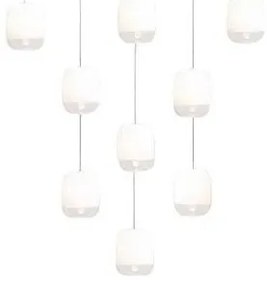 Πολυέλαιος Κρεμαστό Φωτιστικό Οροφής 9xLED 4,2W Dimmable Triac Φυσητό Γυαλί Βάση 27x27cm Gong Mini 9S Prandina-1A63003113001-Λευ 1A63003113001