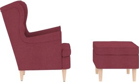 vidaXL Μπερζέρα Μπορντό Υφασμάτινη με Υποπόδιο