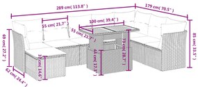 vidaXL Σαλόνι Κήπου Σετ 9 Τεμαχίων Γκρι Συνθετικό Ρατάν με Μαξιλάρια