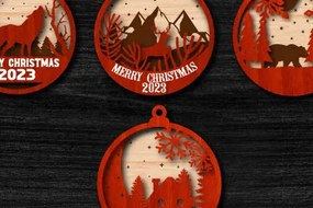 Σετ των 3 Intra απο ξύλο plywood 3mm-4mm πάχος Χριστουγεννιάτικα στολίδια ζώων Δίασταση 8x8 cm INTRAFABR-76662198