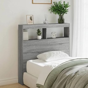 vidaXL Κεφαλάρι με Αποθηκ. Χώρο &amp; LED Γκρι Sonoma 100x17x102 εκ.