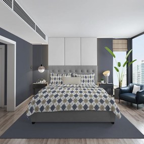 Σεντόνια Diamond 327 (Σετ 4τμχ) Blue DimCol Υπέρδιπλo 220x240cm 100% Βαμβακερή Φανέλα