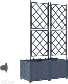 vidaXL Γλάστρα Κήπου 2 τμχ. Γκρι 80 x 40 x 142 cm PP