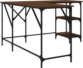 vidaXL Γραφείο Καφέ Δρυς 139x139x75 εκ. από Επεξεργασμένο Ξύλο