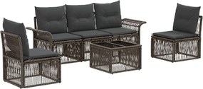 vidaXL Σετ Καναπέ Κήπου 6 pcs Γκρι συνθετικό ρατάν