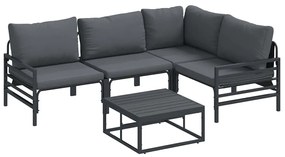 vidaXL Σετ Καναπέ Κήπου με μαξιλάρι 6 pcs Μαύρο Ατσάλι