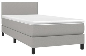 Κρεβάτι Boxspring με Στρώμα &amp; LED Αν.Γκρι 90x190 εκ. Υφασμάτινο - Γκρι