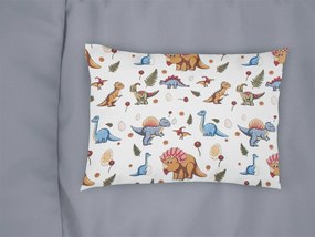 DIMCOL Μαξιλαροθήκη Εμπριμέ bebe Dinosaur 519 35X45 White-Blue 100% Cotton