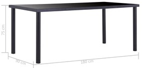 vidaXL Τραπεζαρία Μαύρη 180 x 90 x 75 εκ. από Ψημένο Γυαλί