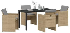 vidaXL Σέτ φαγητού για κήπο με μαξιλάρι 5 pcs Μπεζ Πολυ ράταν