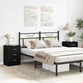 vidaXL Κομοδίνα 2 τεμ. Μαύρη Δρυς 38x35x55 εκ. από Τεχνητό Ξύλο