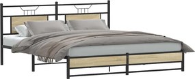 vidaXL Σκελετός Κρεβ. Χωρίς Στρώμα Sonoma Δρυς 180x200 εκ. Μεταλλικό
