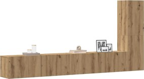 vidaXL Σετ ντουλαπιών τηλεόρασης 3 τεμαχίων Επιτοίχιο Τεχνικής Δρυς