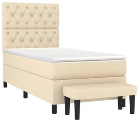 vidaXL Κρεβάτι Boxspring με Στρώμα Κρεμ 80 x 200 εκ. Υφασμάτινο