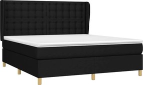 vidaXL Κρεβάτι Boxspring με Στρώμα Μαύρο 180x200 εκ. Υφασμάτινο