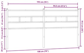 vidaXL Κεφαλάρι Καφέ Δρυς 190 εκ. Ατσάλι/Επεξεργασμένο Ξύλο