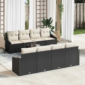 vidaXL Σετ Καναπέ Κήπου με μαξιλάρι 7 pcs Μαύρο, Κρέμα 55 x 55 x 37 εκ