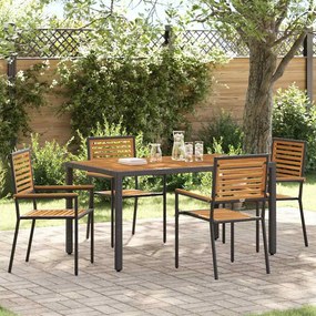 vidaXL Σέτ φαγητού για κήπο 5 pcs Μαύρο 150 x 90 x 75 cm