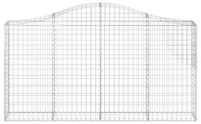 Συρματοκιβώτια Τοξωτά 4 τεμ. 200x30x100/120 εκ. Γαλβαν. Ατσάλι - Ασήμι