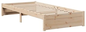 Κρεβάτι Βιβλιοθήκη Χωρίς Στρώμα 90x190 εκ Μασίφ Ξύλο Πεύκου - Καφέ
