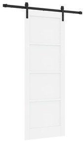 vidaXL Συρόμενη Πόρτα με Σετ Εξαρτημάτων Λευκή 78x211 εκ. Συμπαγές Ξύλο Πεύκου