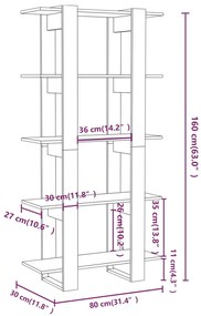 vidaXL Βιβλιοθήκη/Διαχωρ. Χώρου Γκρι Sonoma 80x30x160 εκ. Επεξ. Ξύλο