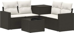 vidaXL Σετ Καναπέ 6 τμχ. Μαύρο και Κρεμ Λευκό 55 x 55 x 37 εκ