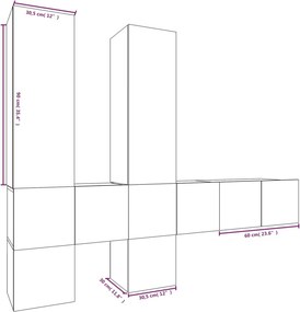 vidaXL Σετ Επίπλων Τηλεόρασης 7 Τεμαχίων Καπνιστή δρυς Επεξ. Ξύλο