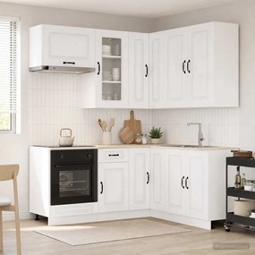 vidaXL Μονάδα κουζίνας KALMAR 8 pcs Γυαλιστερό Λευκό