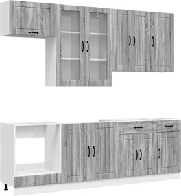 vidaXL Μονάδα κουζίνας LUCCA 8 pcs Γκρι Sonoma Επεξεργασμένο Ξύλο