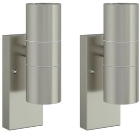 vidaXL Εξωτερικά Φωτιστικά Τοίχου 2 pcs Ασημί 7 x 10 x 22 εκ
