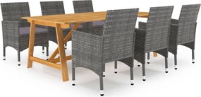 vidaXL Σετ Τραπεζαρίας Κήπου 7 Τεμαχίων Γκρι