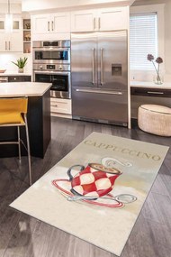 Stewehome Χαλί Κουζίνας Cappuccino με Αντιολισθητική Βάση -μπεζ 100x180 cm