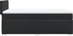 vidaXL Κρεβάτι Boxspring με Στρώμα Μαύρο 90x200εκ. από Συνθετικό Δέρμα