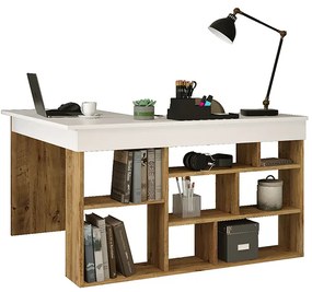 Γραφείο γωνιακό Rosaline pakoworld λευκό-oak 120x129x72εκ Model: 176-000010