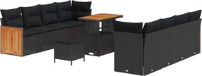 vidaXL Σετ Καναπέ Κήπου με μαξιλάρι 11 pcs Μαύρο