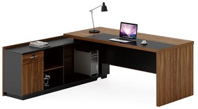 Intrahome Γραφείο επαγγελματικό με αριστερή γωνία Oscar Intrahome καρυδί-ανθρακί 220x180x76εκ | SKU: INTRAPA-357111124