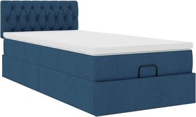 vidaXL Οθωμανικό κρεβάτι με στρώμα μπλε 100x200cm ύφασμα