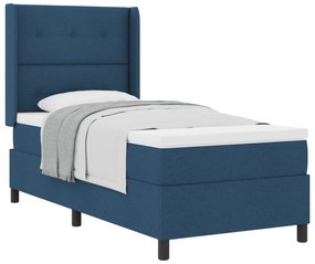 vidaXL Kρεβάτι Box Spring με Στρώμα  Μπλε 90x200 εκ. Υλικό