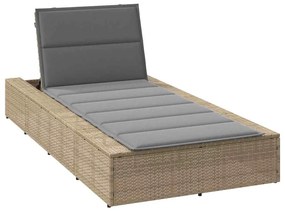 vidaXL Ξαπλώστρα με αιωρούμενο μαξιλάρι Μπεζ Poly Rattan