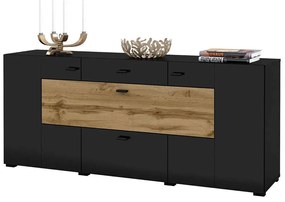 Μπουφές Bryant 162608739 165x39x71cm Black-Oak Μοριοσανίδα