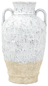Artekko Bard Λευκό Διακοσμητικό Βάζο από Τερακότα με Μπεζ Λεπτομέρειες (22x22x40)cm Artekko 61190