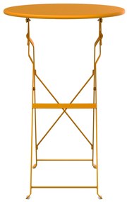 vidaXL Τραπέζι Bistro  Πτυσσόμενο Μουσταρδί Ø50x71 εκ. Κατασκευασμένο από Ατσάλι με επιστρώσεις σκόνης