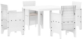 vidaXL Σέτ φαγητού για κήπο 5 pcs Λευκό Rattan Polt