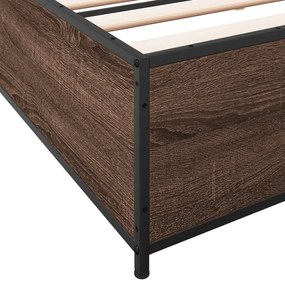 vidaXL Πλαίσιο Κρεβατιού Καφέ Δρυς 200x200 εκ. Επεξ. Ξύλο &amp; Μέταλλο