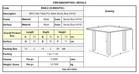 BRIO Slat Τραπέζι Κήπου - Βεράντας, Μέταλλο Βαφή Sandy Blue 5415C 70x70x73cm