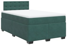 Κρεβάτι Boxspring με Στρώμα Σκούρο Πράσινο 120x200εκ. Βελούδινο - Πράσινο